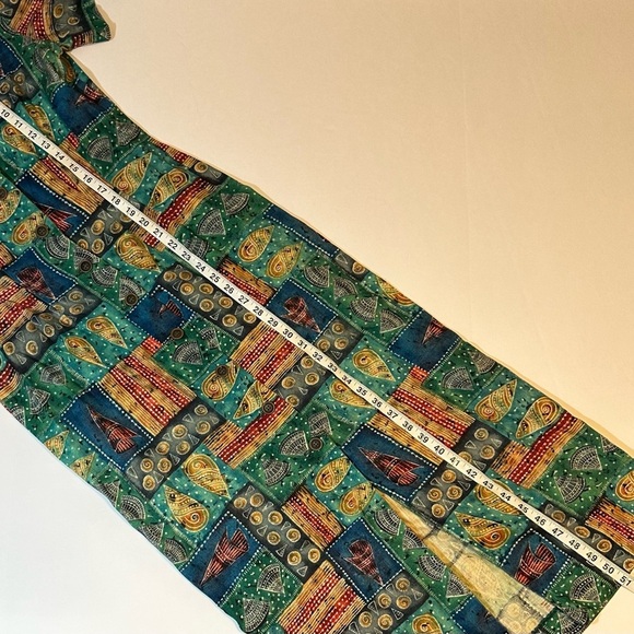 Vtg 80s 90s Liz Claiborne Button Front Batik Dress 100% Linen - Picture 8 of 8